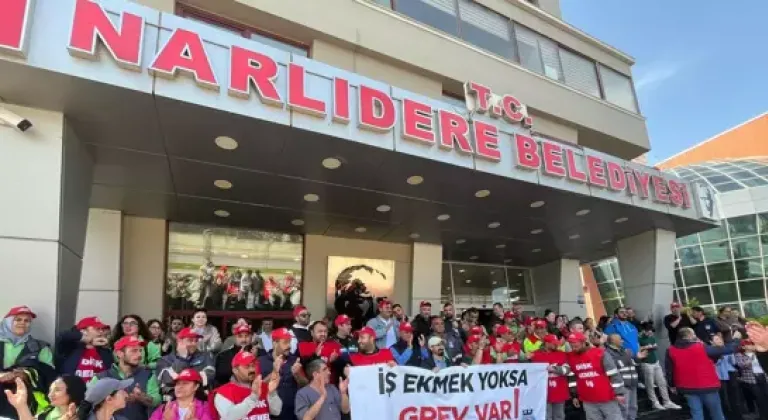 NARLIDERE'DE İŞÇİLER EYLEMDE